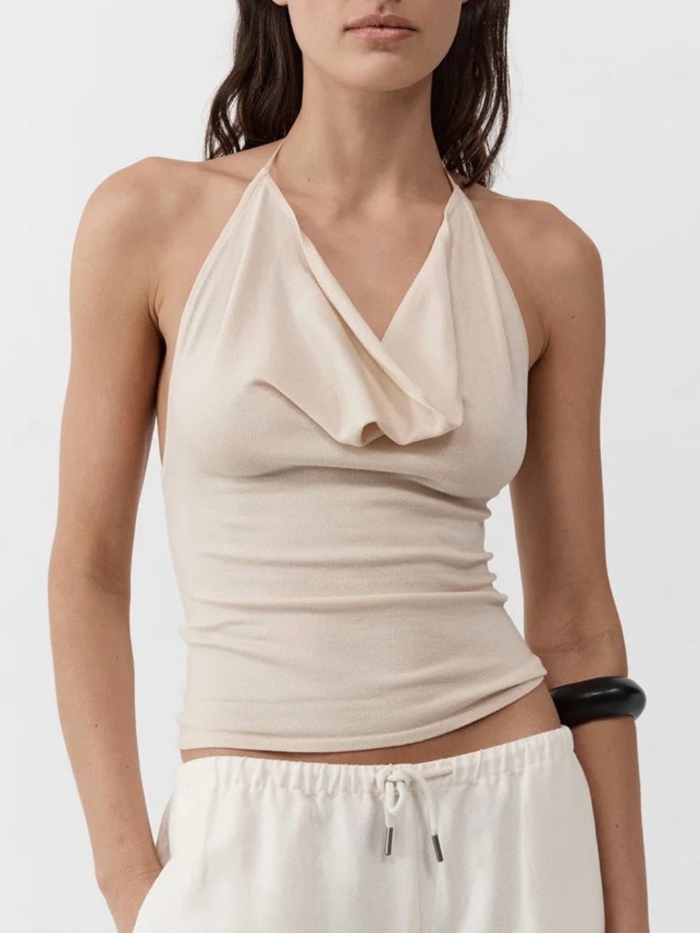 St. Agni Cream Draped Halter Camisole